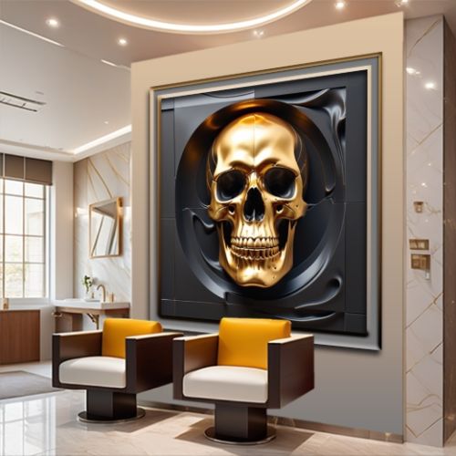Geometric 3d Golden Skull 60, Ali Caka IT IS A DIGITAL IMAGE. SALE IS DIGITAL DOWNLOAD. Necessary parts have been rearranged in