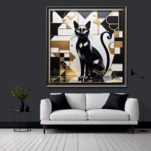Geometric Style Cat 27, Ali Çaka DİJİTAL BİR RESİMDİR. SATIŞ DİJİTAL İNDİRME. Photoshopta gerekli yerler yeniden