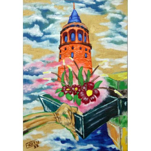 Galata Tower And Flowers, Firat Yesiltepe