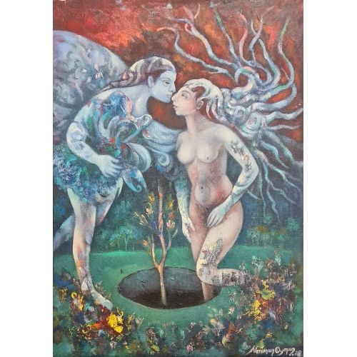 Mitolojik Sevgilim, Neriman Oyman Yağlıboya Tablo Mitolojik Sevgilim, Neriman Oyman 2018 imzalı, 50x70 cm ebadında Pres tuval üzerine yağlı boya. Yağlıboya Tablo Orijinal