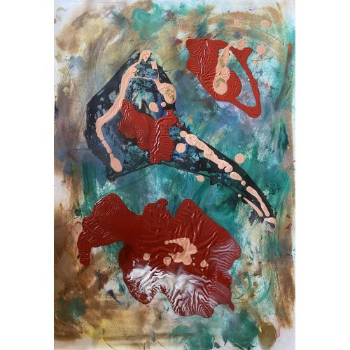 Poppy Flower and Nude Girl Painting, Kıvanç Nalça View Poppy Flower and Naked Girl Painting Mixed Paintings