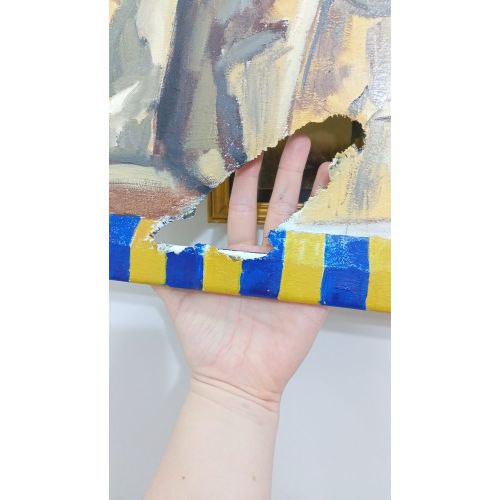 Lamassu Düşmek, Barbara Szota-Erdoğan Yağlıboya Tablo Lamassu Düşmek, Barbara Szota-Erdoğan Lamassunun düşüşü, 2021, Doğu Anadoluda yaşayan ve çalışan Polonyalı ressam