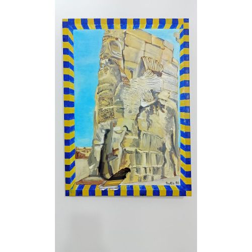 Lamassu Düşmek, Barbara Szota-Erdoğan Yağlıboya Tablo Lamassu Düşmek, Barbara Szota-Erdoğan Lamassunun düşüşü, 2021, Doğu Anadoluda yaşayan ve çalışan Polonyalı ressam