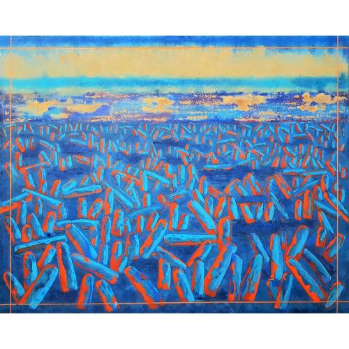 Distopya 1, Emine Dirik Distopya-1, 96x76x3cm, tuval üzerine akrilik boya ve marker kalem,2019. Emine DİRİK Akrilik Orijinal