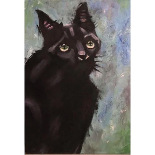Kara Kedi, Tuğba Ömrüuzun Yağlıboya Tablo Kara Kedi, Tuğba Ömrüuzun 35 cm - 50 cm boyutunda tuval üzerine yağlı boya tekniği ile yaptığım çalışma. Mavi tonlu