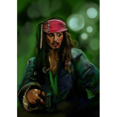Jack Sparrow, Yasemin Enginel dijital çizimdir, serbest el çizimidir. Özgündür. 70x100 ebatına kadar yüksek kalite