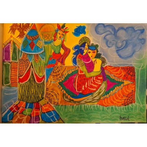 Yörükler, Burcu Arıcı Akrilik Yörükler, Burcu Arıcı kağıt üzerine 50x70 cm karışık teknik.. yörükler... Burcu Arıcı Akrilik Orijinal Tablo