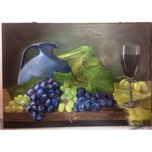Grapes 5, Irfan Celik Oil painting on canvas, signed and unframed still life Oil Paint Paintings