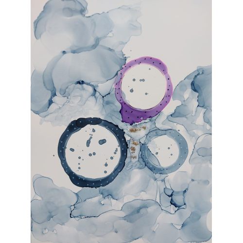 Universe, Melike Kara It was worked in an abstract style using ink and mixed media on special paper and signed on the back of the