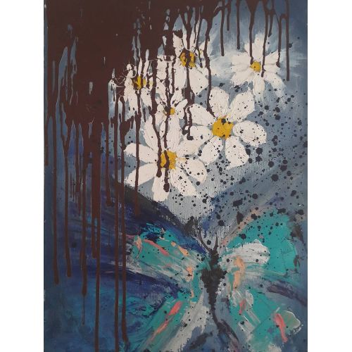 Rüyamda Ki Şeytan, Lale Sarcan Tuval üzerine karışık teknik 50×70 2016 yılında yapılmıştır. İçinizden geldiği