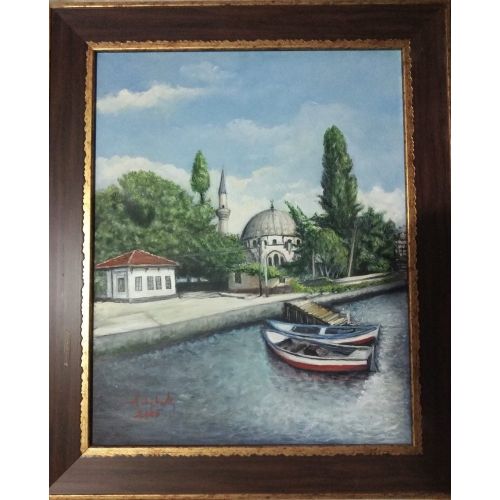 Istanbul Bebek Mosque, Adnan Ozbek Oil painting on canvas, original painting Oil Paint Paintings