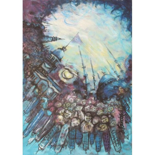 Kadim Ve Modern, İbrahim Hakkı Gündoğdu Akrilik. Ölçüleri: 50x70 cm. İstanbul bir dünya şehridir. Hem mazinin, hem de