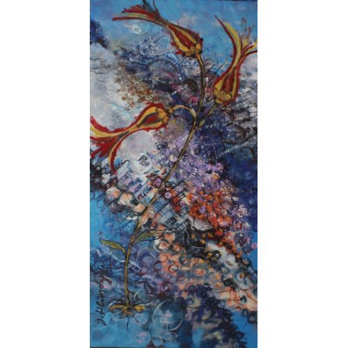 Lale İstanbul, İbrahim Hakkı Gündoğdu Akrilik. Ölçüleri: 130x65 cm. İstanbul maziyi atiye bağlayan kadim bir şehir.