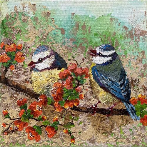Two Birds, Mahpeyker Yonsel Acrylic paint on canvas Acrylic Paintings