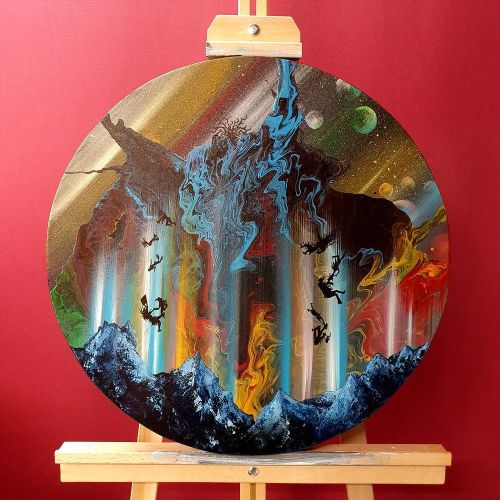 Chaos, Abdullah Kocoglu Acrylic Chaos, Abdullah Kocoglu NAME OF THE WORK: Chaos YEAR OF THE WORK: 2022 TECHNIQUE USED: Acrylic CANVAS DIAMETER: 50 cm CANVAS