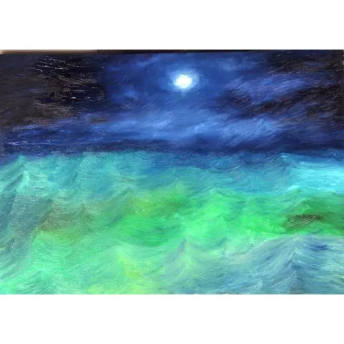Moon 2, Oktay Alkan moon sea oil painting 2018 Oil Paint Paintings