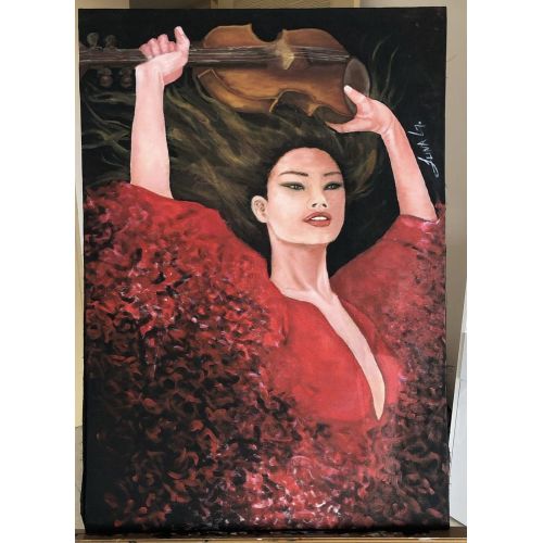 Red Symphony, Suna Guldas  Oil Paint Paintings